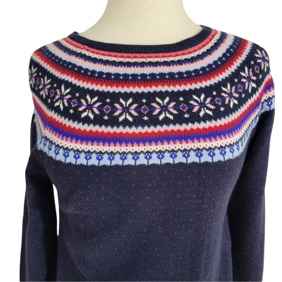 Talbots Navy Blue Fair Isle Sweater SP - Picture 2 of 6